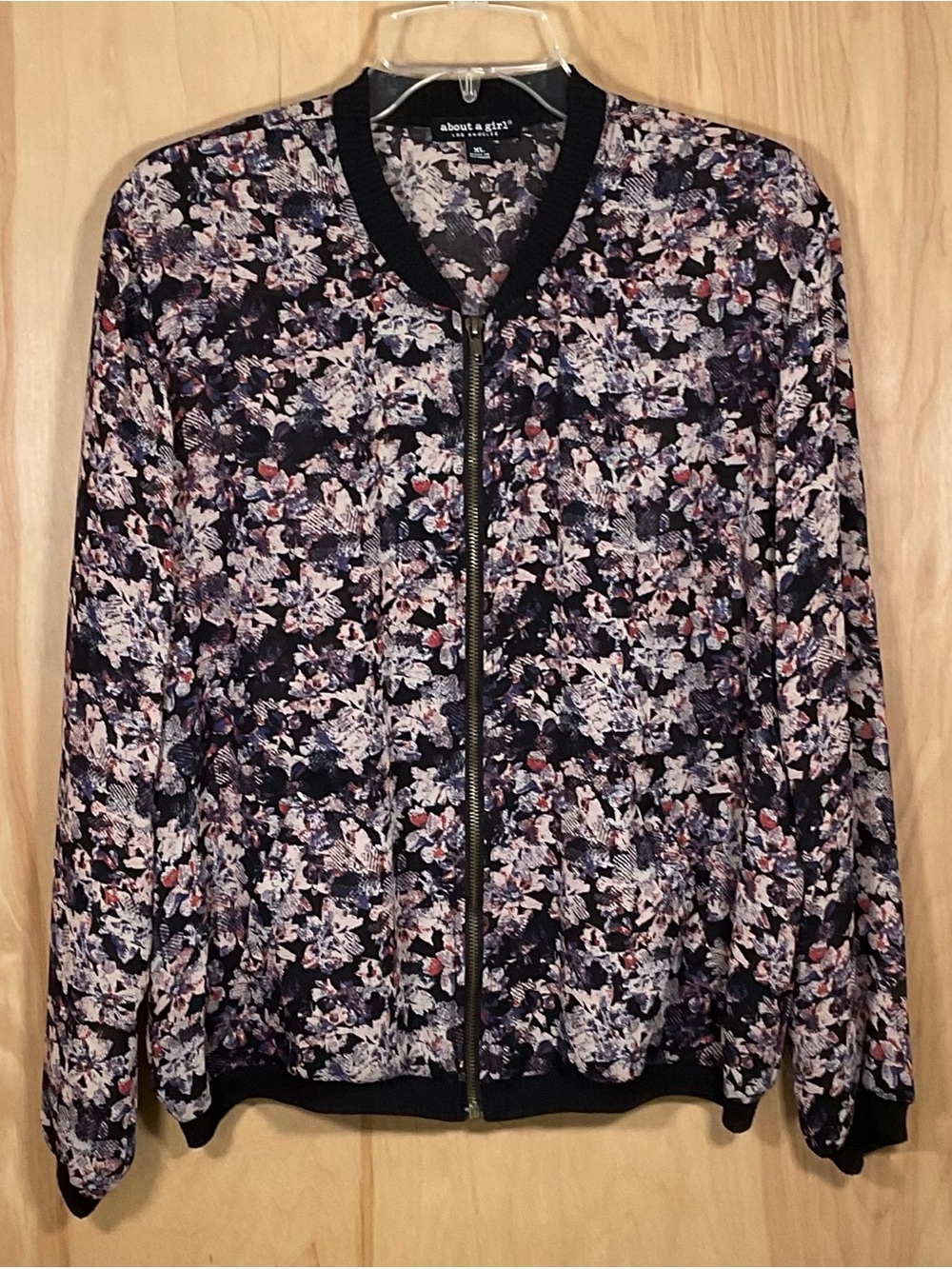 About a Girl LA Sheer Floral Bomber Jacket - Like New